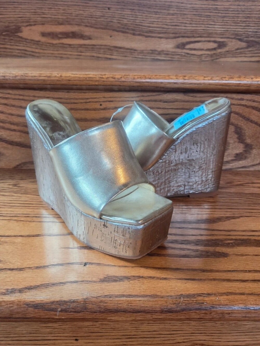Metallic Gold Platform Wedge